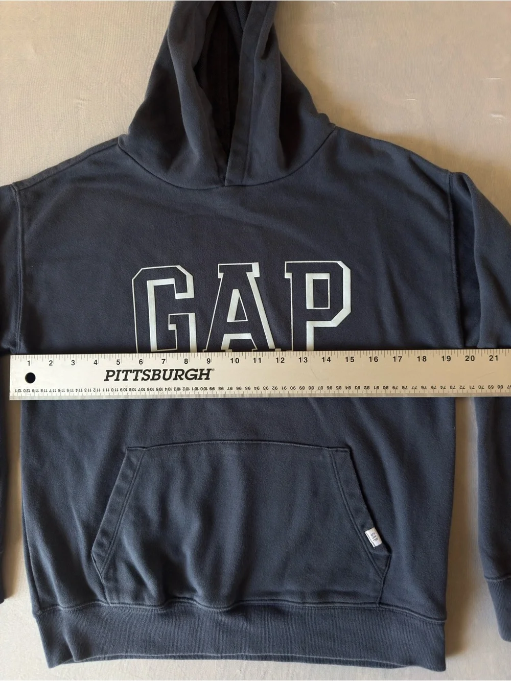 GAP Vintage Logo Hoodie – Faded Charcoal Gray (Size XL Kids)